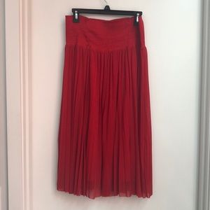 Red Pleated Skirt
